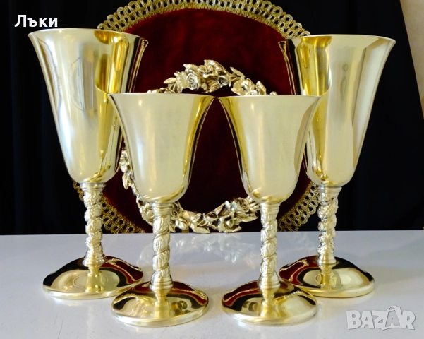 Бронзови чаши за вино 250 мл.,лози,грозде,позлата. , снимка 14 - Антикварни и старинни предмети - 52228396