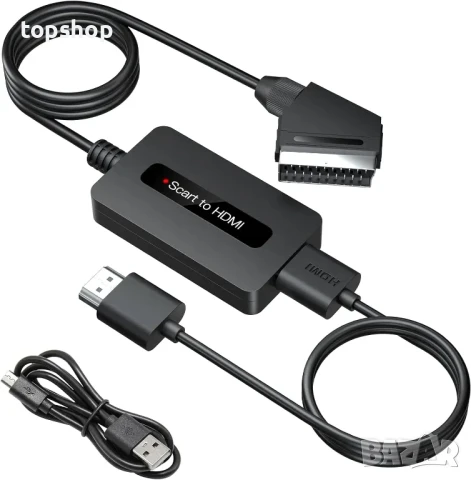 НОВ Scart към HDMI конвертор, мъжки Scart In HDMI Out конвертор поддържа Full HD 720P/1080P...