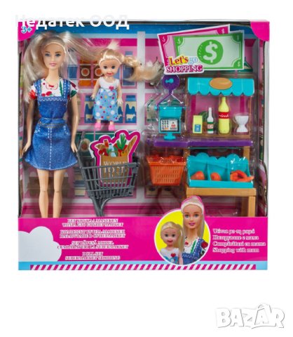  Кукла Барби, с дете в супермаркет, аксесоари, снимка 2 - Кукли - 43955965