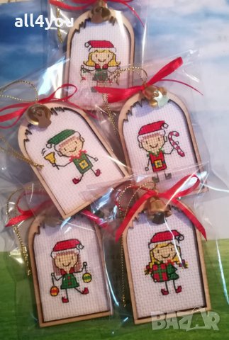 Коледни декорации с ръчна бродерия, снимка 5 - Декорация за дома - 34831746