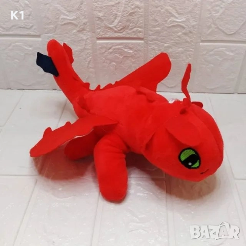 Плюшена играчка Как да си дресираш Дракон син/червен цвят плюшен Дракон , снимка 4 - Плюшени играчки - 51995754