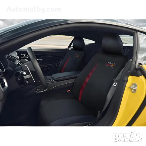 Тапицерия за автомобил Automat, Универсална, Red Bull Racing, Черно с червено, 10 части, снимка 2 - Аксесоари и консумативи - 49324332