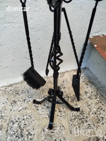 Комплект аксесоари за камина 4 в 1 от ковано желязо - 83 см, снимка 6 - Камини - 52547560