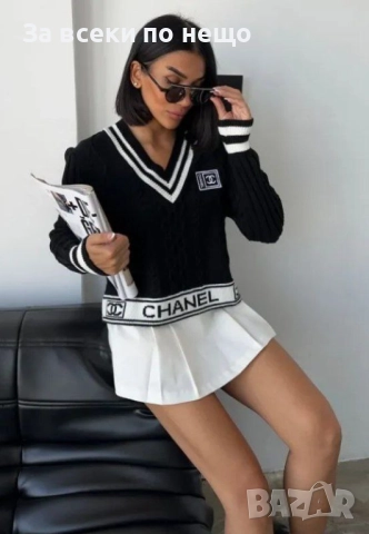 Chanel Дамски Пуловер С Остро Деколте - 2 Цвята Код S405, снимка 3 - Блузи с дълъг ръкав и пуловери - 52730162