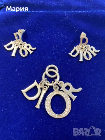 Комплект Диор/Dior обици и медальон от  сребро 925, снимка 1