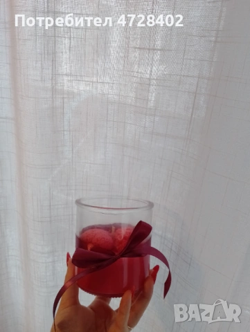 Свещ със сърца❤️350 грама, от чист соев восък , снимка 3 - Декорация за дома - 53357424