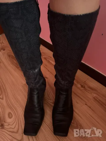 черни ботуши с животински принт, снимка 4 - Дамски ботуши - 47988322