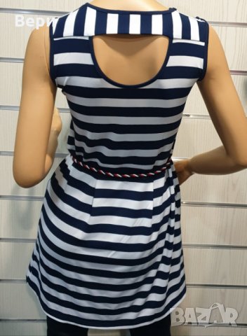 Нова дамска моряшка вталена рокля с ефектен гръб, на райе, с коланче, снимка 9 - Рокли - 28375442