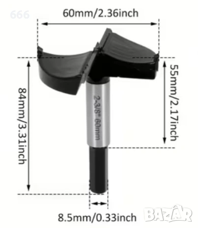 Свредло Форстнер 60мм, снимка 2 - Други инструменти - 53190867