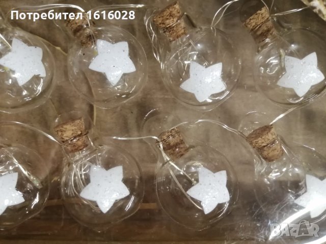 Нови LED гирлянди със стъклени топки с изрисувани звезки и еленчета., снимка 4 - Декорация за дома - 42995060