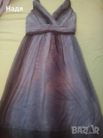 Ефектна официална къса рокля с висока талия в лилаво и сиво в Рокли в гр.  Пловдив - ID33655263 — Bazar.bg