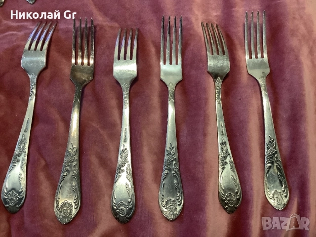 Сервиз за маса  посребрен  времената за СССР  експортна версия  знак за качество  24 броя , снимка 3 - Сервизи - 52790526