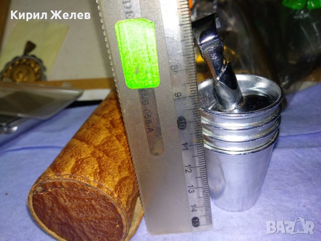 UNITRA cemi МАРКОВ ЛУКС КОМПЛЕКТ 4 ДЖОБНИ МЕТАЛНИ ЧАШКИ За АЛКОХОЛ в КОЖЕНО КАЛЪФЧЕ 41417, снимка 10 - Други ценни предмети - 43650759