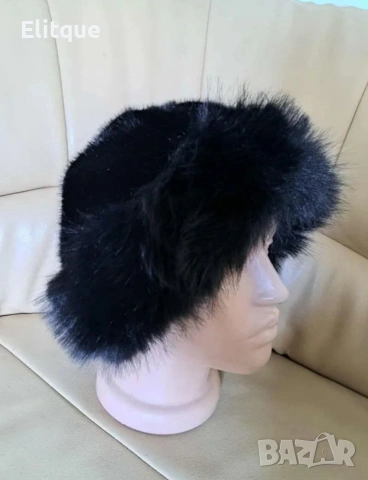 Дамска пухкава зимна шапка от изкуствен косъм , снимка 2 - Шапки - 53006022