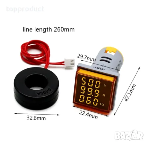 Цифров волтметър, амперметър, херц метър, ток метър, снимка 2 - Друга електроника - 45207924