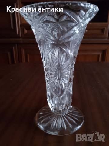 Кристални, старинна, красива, кристална ваза, снимка 3 - Други ценни предмети - 42946103