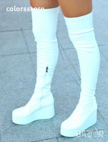 Ботуши на платформа - бяла кожа - 132K, снимка 2 - Дамски ботуши - 38362901