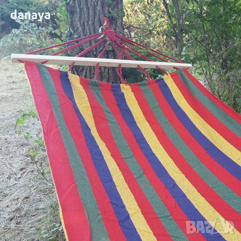 2230 Градински хамак от плат хамак люлка за къмпинг градина 195x77cm, снимка 6 - Градински мебели, декорация  - 33075420