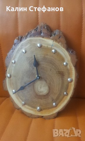 Стенен часовник, от резен на пън, дървен, снимка 7 - Стенни часовници - 38219983