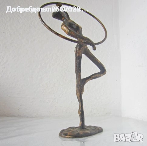 Балерина, гимнастичка - метал месинг метал  бронз фигура статуетка, пластика, снимка 16 - Статуетки - 39490028