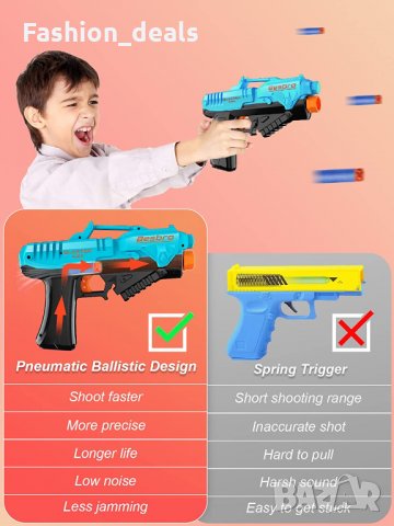 Нов Пистолет пневматична играчка за момчета Игра стрелба 6 пяна куршуми, снимка 7 - Други - 34955595