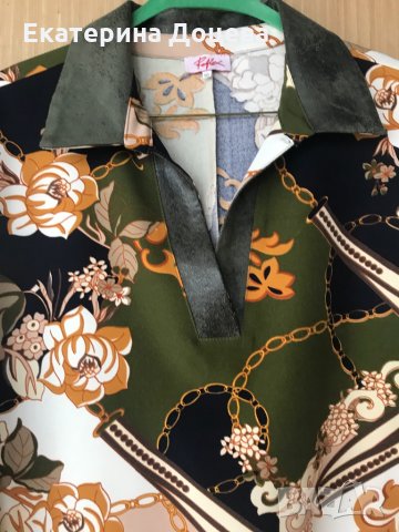 Риза с дълъг ръкав и кожа на яката, снимка 2 - Ризи - 33423793