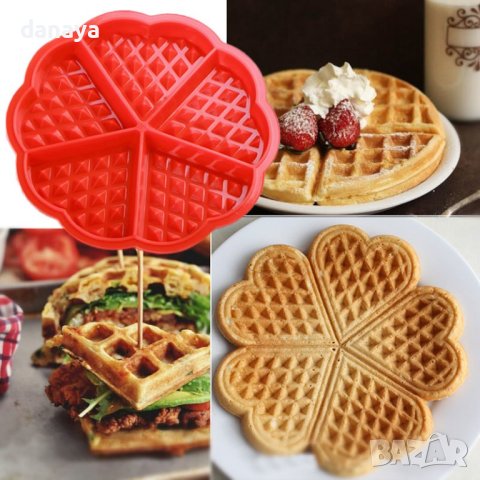 753 Силиконова форма за гофрети 5 гнезда молд за гофрети сърца, снимка 5 - Форми - 43168050