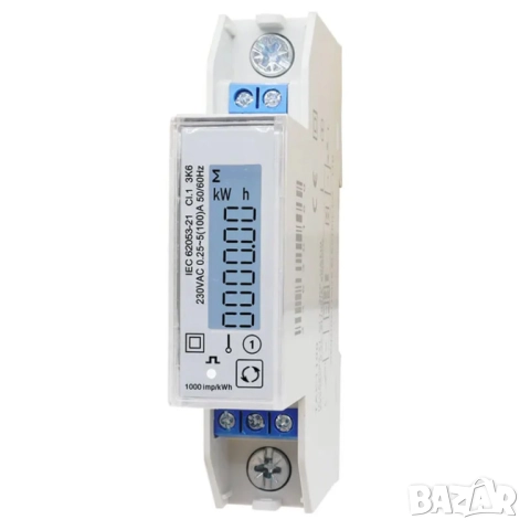Монофазен двутарифен електромер 100A | Вградена батерия за запазване на часа