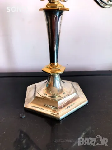 Страхотен Посребрен Свещник, снимка 4 - Антикварни и старинни предмети - 48129461