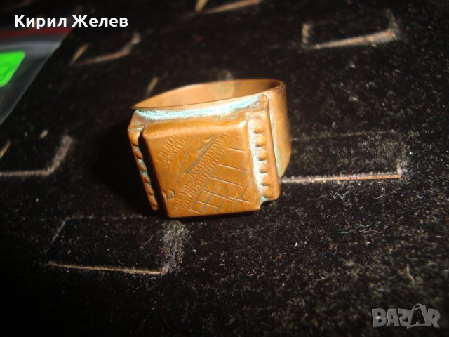 СТАРО БИЖУ МЕДЕН РЪЧНО ИЗРАБОТЕН и ОРНАМЕНТИРАН КЛАСИЧЕСКИ МОДЕЛ МАСИВЕН ПРЪСТЕН РЯДЪК 22258, снимка 7 - Пръстени - 33136057