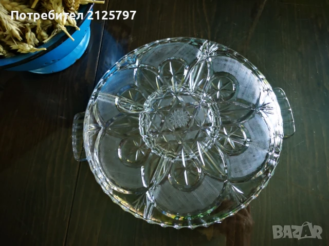 Кристално плато за сервиране, снимка 3 - Прибори за хранене, готвене и сервиране - 51275792