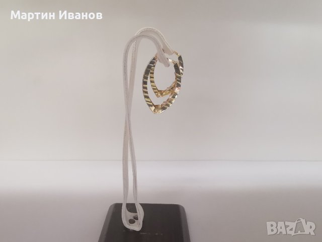 Златни обеци елипса с циркони , снимка 7 - Обеци - 43646079