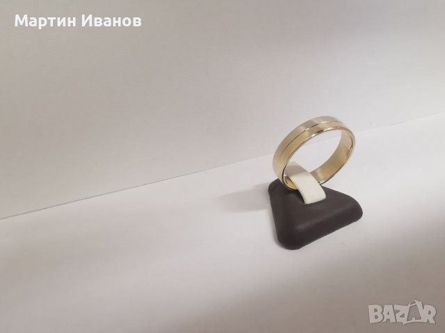 Златна халка единична бяло и жълто злато , снимка 2 - Пръстени - 37216079