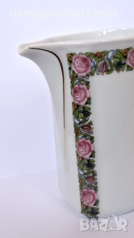 1931 г. Beyer & Bock - Нимски порцелан Комплект две кани кана латиера сервиз цветя, снимка 6 - Други ценни предмети - 53357945