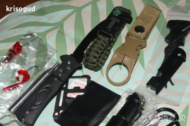 Survival Kit, комплект за оцеляване съставен от 27 части, два ножа, нов, снимка 4 - Екипировка - 49799258