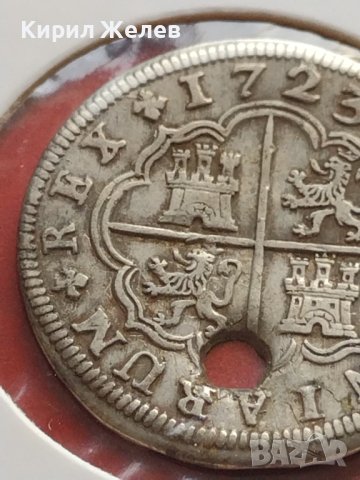 Сребърна монета 2 реала 1723г. Филип пети Мадрид Испания 12204, снимка 12 - Нумизматика и бонистика - 42987513