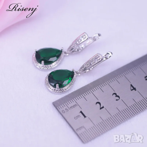 Сребърен комплект със смарагд, снимка 4 - Бижутерийни комплекти - 44887450