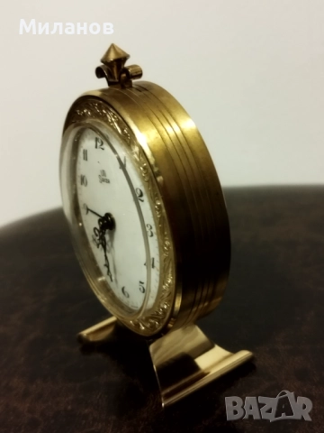 Стар швейцарски будилник, настолен часовник, снимка 4 - Антикварни и старинни предмети - 52318413
