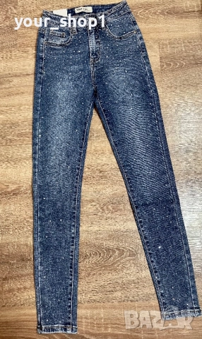 Слим модел дънки с камъни камъчета по кракът , снимка 2 - Дънки - 51866721