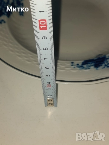 Сервиз от порцеланови чиний с кобалтови рисунки и платинен кант, снимка 11 - Сервизи - 51723757