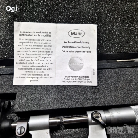 Микрометър MAHR  0-25мм,, снимка 4 - Шублери - 38031953