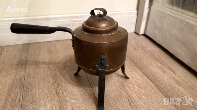 Античен голям меден чайник, маркиран, 1.4кг, снимка 7 - Антикварни и старинни предмети - 49147030