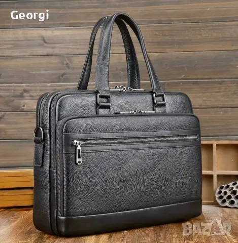 Премиум, Луксозна и Елегантна Бизнес чанта (за лаптоп 15,6”) Естествена върхова кожа!, снимка 2 - Чанти - 49279020