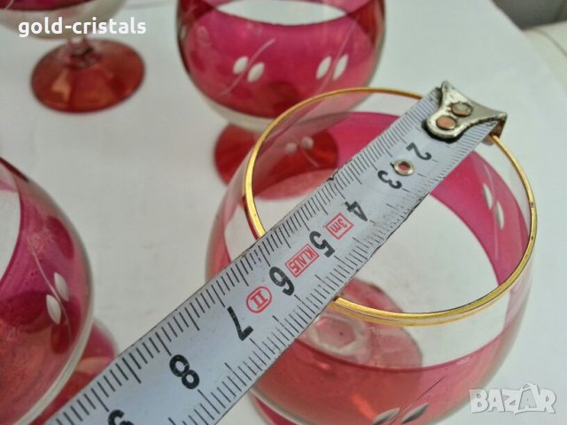 Ретро стъклени чаши с златен кант , снимка 6 - Антикварни и старинни предмети - 27169049