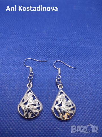 Обеци стомана със сърце розов кварц, снимка 13 - Обеци - 23266348