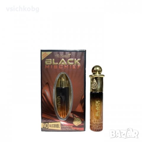 Арабско олио парфюмно масло Al-Nuaim Black Mischief 6ml с аромат на подправки и дървесни нотки 0% ал, снимка 1 - Други - 39991833