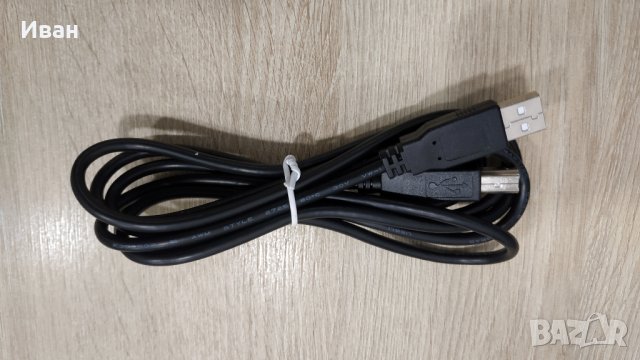 Кабел USB A(мъжко) към USB B(мъжко), 1.9m, черен, снимка 1 - Кабели и адаптери - 39461861