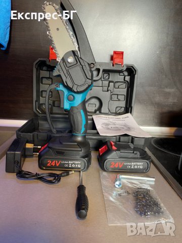 Акумулаторна резачка за клони и дърва 24V, 5Ah мини трион, литиевойонни батерии, снимка 6 - Градинска техника - 37018102
