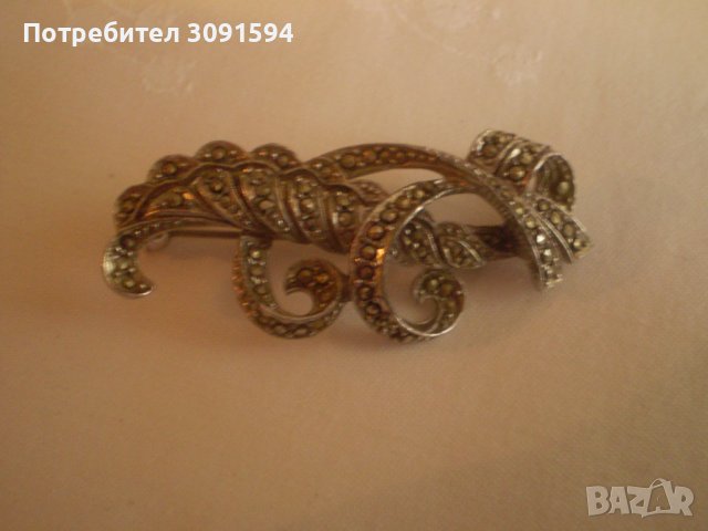Стара брошка с марказити, снимка 2 - Антикварни и старинни предмети - 38754727
