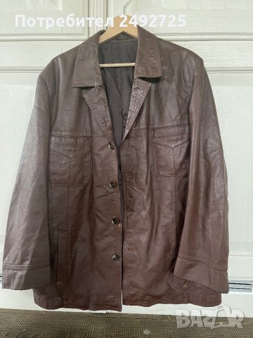 Яке мъжко кожено, размер Л, ГО 120 кафяво, естествена кожа, снимка 2 - Якета - 43089354